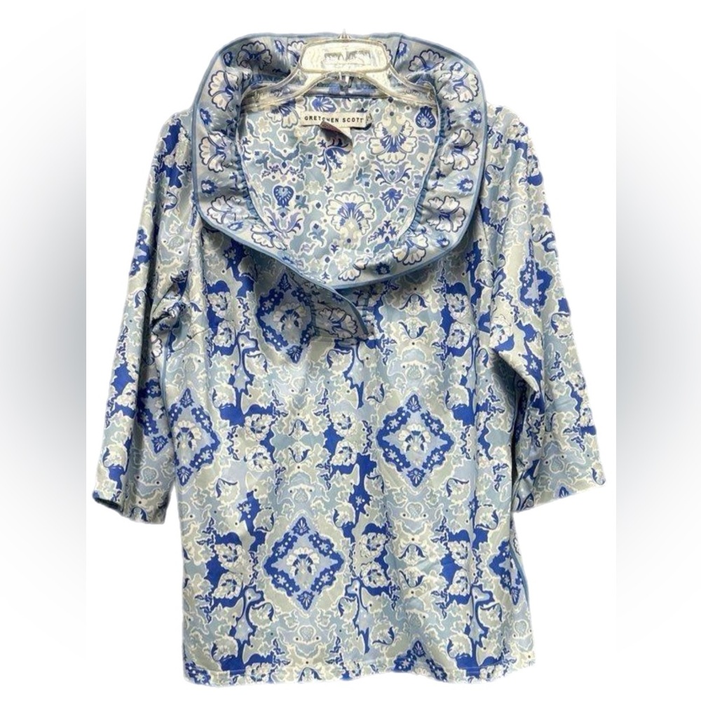 Gretchen Scott Designs Blue and White Patterned Blouse - Picture 7 of 10